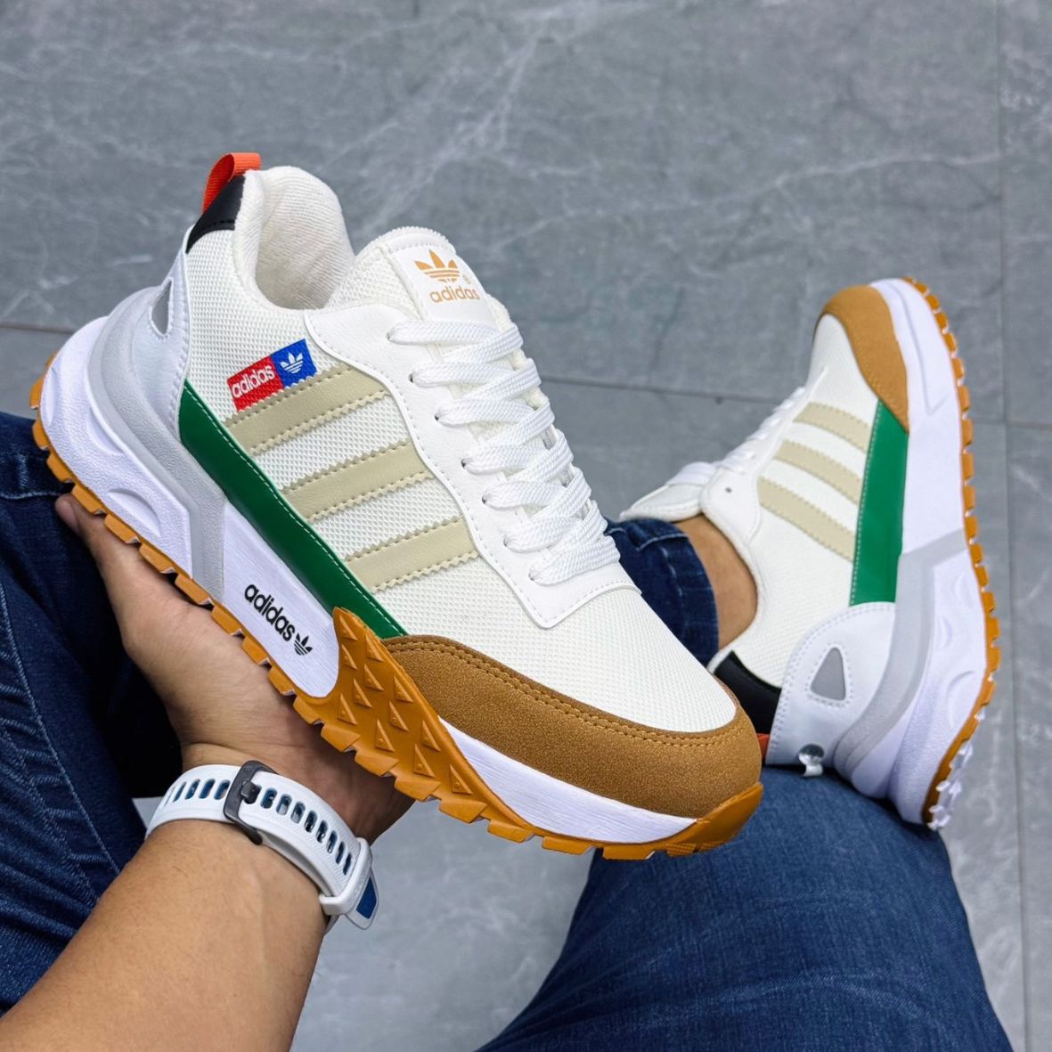 Tenis Beige Verde Caballero
