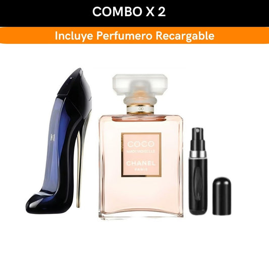 Combo x 2 Good Girl CH, Coco Chanel Mademoiselle 100 ML + Perfumero Recargable
